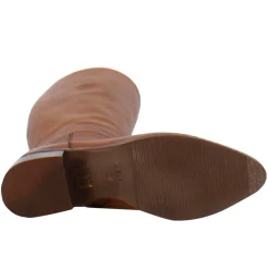 Stivale Artigianale Alto Da Donna In Pelle Colore Marrone