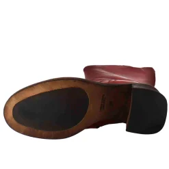Stivale Diver Altezza Polpaccio Da Donna Con Tacco In Pelle Lavata Colore Rosso