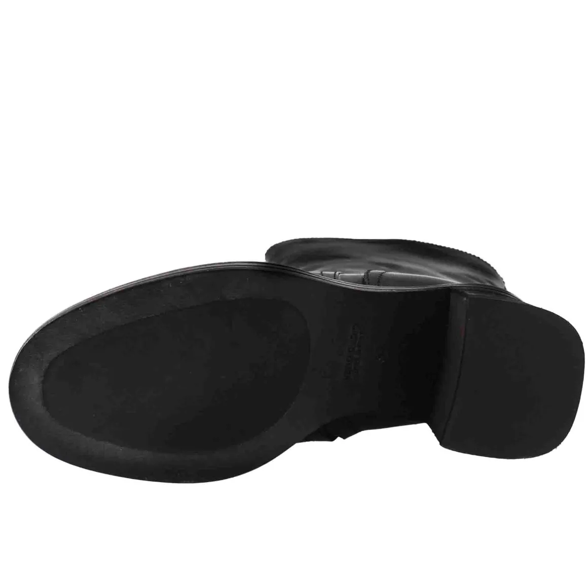 Stivale Diver Altezza Polpaccio Da Donna Con Tacco In Pelle Lavata Color Nero