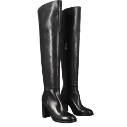 Stivale Sopra Il Ginocchio Da Donna Con Tacco Alto In Pelle Colore Nero