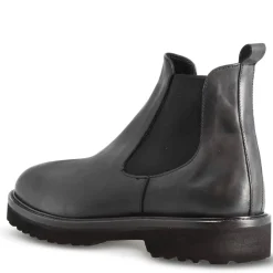 Stivaletti Chelsea Da Uomo In Vera Pelle Liscia Colore Nero Con Suola Carrarmato