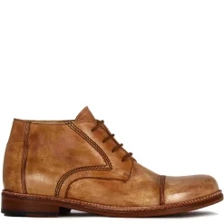 Stivaletti Da Uomo Allacciati In Pelle Colore Beige