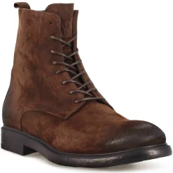 Stivaletti Da Uomo In Vera Pelle Scamosciata Colore Marrone Scuro Effetto Vintage