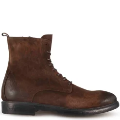 Stivaletti Da Uomo In Vera Pelle Scamosciata Colore Marrone Scuro Effetto Vintage