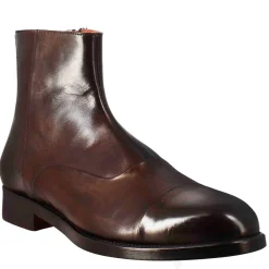 Stivaletto Alto Da Uomo In Pelle Colore Cioccolato Con Chiusura Zip