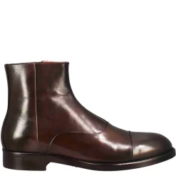 Stivaletto Alto Da Uomo In Pelle Colore Cioccolato Con Chiusura Zip