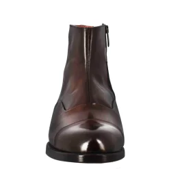 Stivaletto Alto Da Uomo In Pelle Colore Cioccolato Con Chiusura Zip