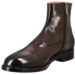 Stivaletto Alto Da Uomo In Pelle Colore Cioccolato Con Chiusura Zip