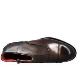 Stivaletto Alto Da Uomo In Pelle Colore Cioccolato Con Chiusura Zip