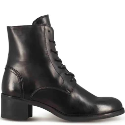 Stivaletto Anfibio Altezza Sopra La Caviglia Da Donna In Vera Pelle Colore Nero