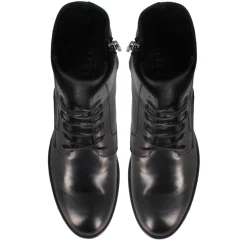 Stivaletto Anfibio Altezza Sopra La Caviglia Da Donna In Vera Pelle Colore Nero