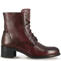 Stivaletto Anfibio Altezza Sopra La Caviglia Da Donna In Vera Pelle Colore Bordeaux
