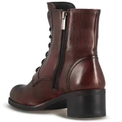 Stivaletto Anfibio Altezza Sopra La Caviglia Da Donna In Vera Pelle Colore Bordeaux