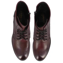 Stivaletto Anfibio Altezza Sopra La Caviglia Da Donna In Vera Pelle Colore Bordeaux