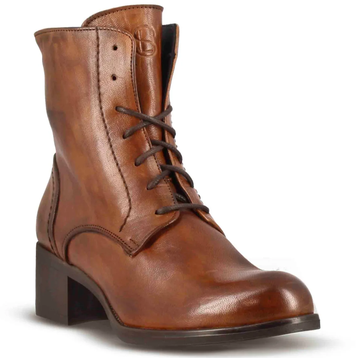 Stivaletto Anfibio Altezza Sopra La Caviglia Da Donna In Vera Pelle Colore Marrone