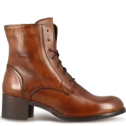 Stivaletto Anfibio Altezza Sopra La Caviglia Da Donna In Vera Pelle Colore Marrone