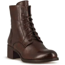 Stivaletto Anfibio Altezza Sopra La Caviglia Da Donna In Vera Pelle Colore Marrone Scuro