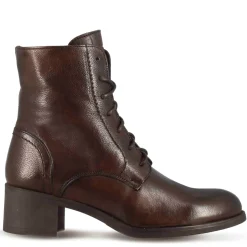 Stivaletto Anfibio Altezza Sopra La Caviglia Da Donna In Vera Pelle Colore Marrone Scuro