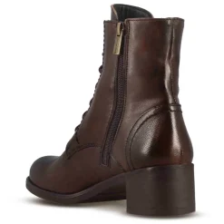 Stivaletto Anfibio Altezza Sopra La Caviglia Da Donna In Vera Pelle Colore Marrone Scuro