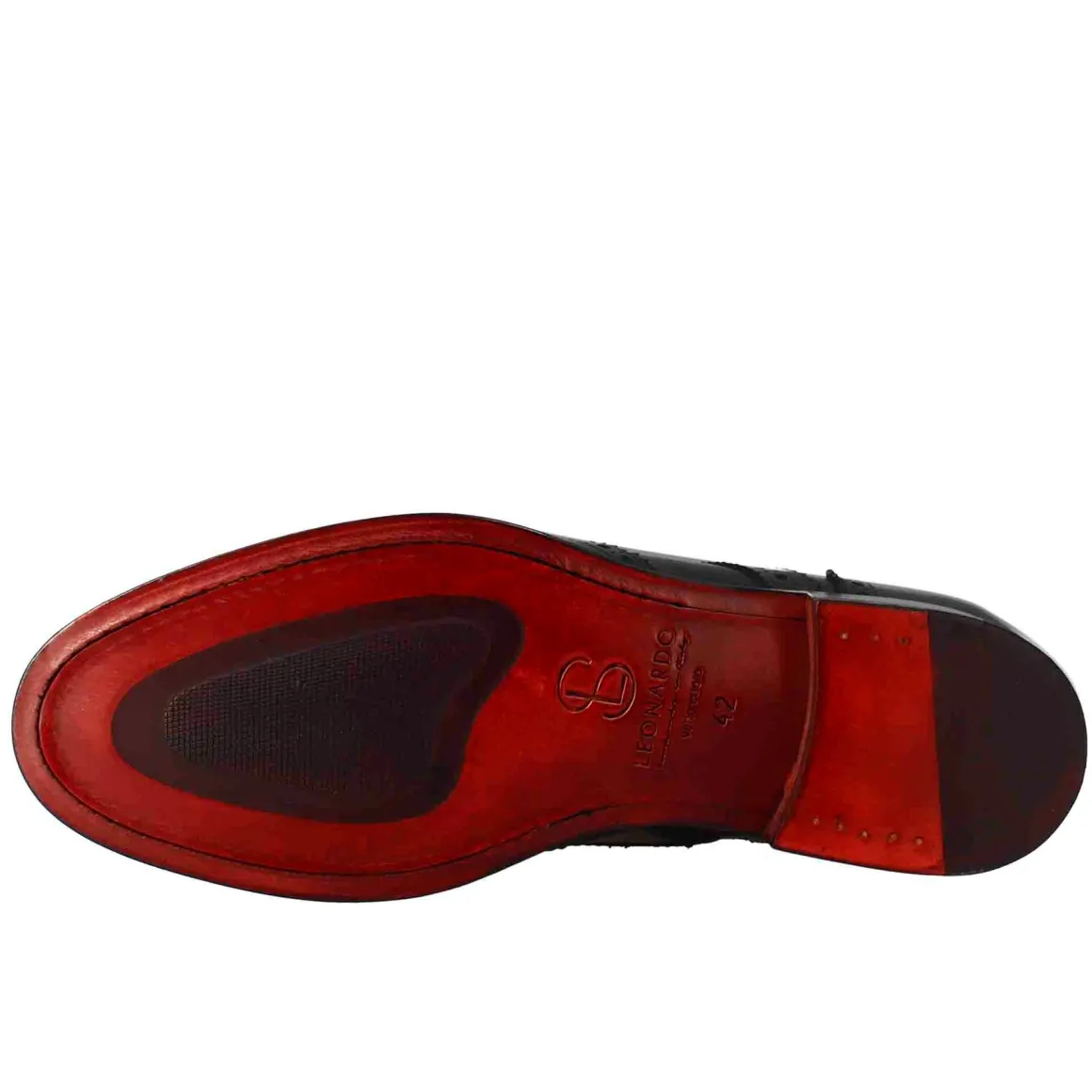 Stivaletto Anfibio Alto Con Lavorazione Brogue Da Uomo In Pelle Colore Nero