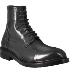 Stivaletto Anfibio Alto Diver Da Uomo In Pelle Lavata Colore Nero