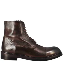 Stivaletto Anfibio Alto Diver Da Uomo In Pelle Lavata Colore Testa Di Moro