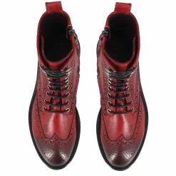 Stivaletto Anfibio Da Donna In Pelle Rossa Con Dettagli Brogue