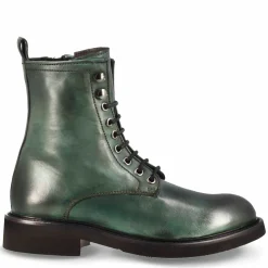Stivaletto Anfibio Da Donna In Vera Pelle Colore Verde Fatto A Mano