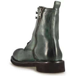 Stivaletto Anfibio Da Donna In Vera Pelle Colore Verde Fatto A Mano
