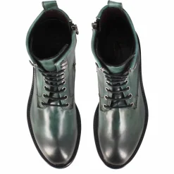 Stivaletto Anfibio Da Donna In Vera Pelle Colore Verde Fatto A Mano