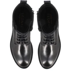 Stivaletto Anfibio Da Donna In Vera Pelle Colore Nero Fatto A Mano