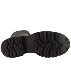 Stivaletto Anfibio Da Donna In Vera Pelle Colore Marrone Scuro Con Allacciatura