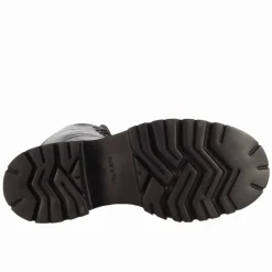 Stivaletto Anfibio Da Donna In Vera Pelle Colore Nero Con Allacciatura