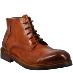 Stivaletto Anfibio Medio Diver Da Uomo In Pelle Lavata Colore Cuoio