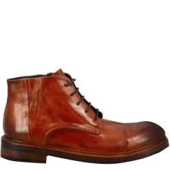 Stivaletto Anfibio Medio Diver Da Uomo In Pelle Lavata Colore Cuoio