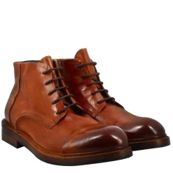 Stivaletto Anfibio Medio Diver Da Uomo In Pelle Lavata Colore Cuoio