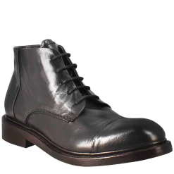 Stivaletto Anfibio Medio Diver Da Uomo In Pelle Lavata Colore Nero
