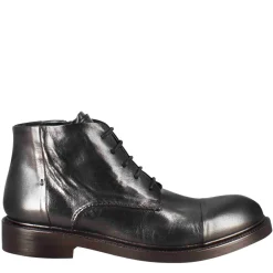 Stivaletto Anfibio Medio Diver Da Uomo In Pelle Lavata Colore Nero
