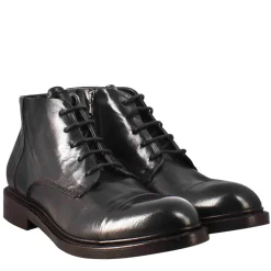 Stivaletto Anfibio Medio Diver Da Uomo In Pelle Lavata Colore Nero