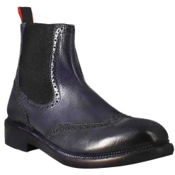 Stivaletto Candy Chelsea Da Uomo In Pelle Lavata Colore Blu Scuro