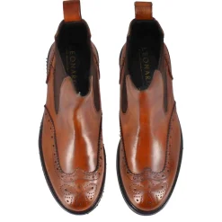 Stivaletto Chelsea Brogue Da Donna In Vera Pelle Colore Marrone
