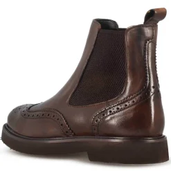 Stivaletto Chelsea Brogue Da Donna In Vera Pelle Colore Marrone Scuro