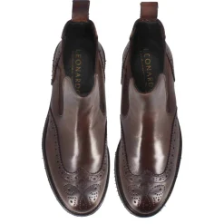 Stivaletto Chelsea Brogue Da Donna In Vera Pelle Colore Marrone Scuro