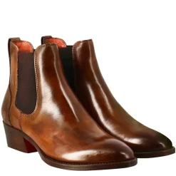 Stivaletto Chelsea Da Donna Liscio Con Tacco Medio In Pelle Colore Marrone