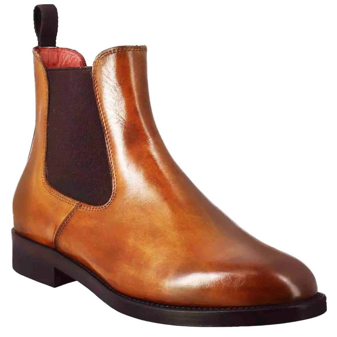 Stivaletto Chelsea Da Donna Liscio In Pelle Colore Marrone Chiaro