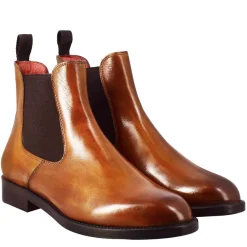 Stivaletto Chelsea Da Donna Liscio In Pelle Colore Marrone Chiaro