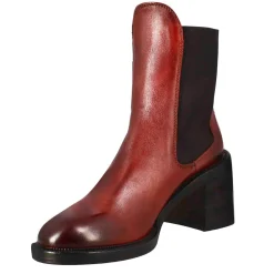 Stivaletto Chelsea Da Donna Con Tacco In Pelle Lavata Colore Rosso