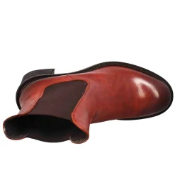 Stivaletto Chelsea Da Donna Con Tacco In Pelle Lavata Colore Rosso