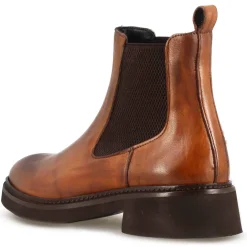 Stivaletto Chelsea Da Donna In Vera Pelle Colore Marrone Con Elastico