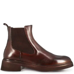 Stivaletto Chelsea Da Donna In Vera Pelle Colore Marrone Scuro Con Elastico